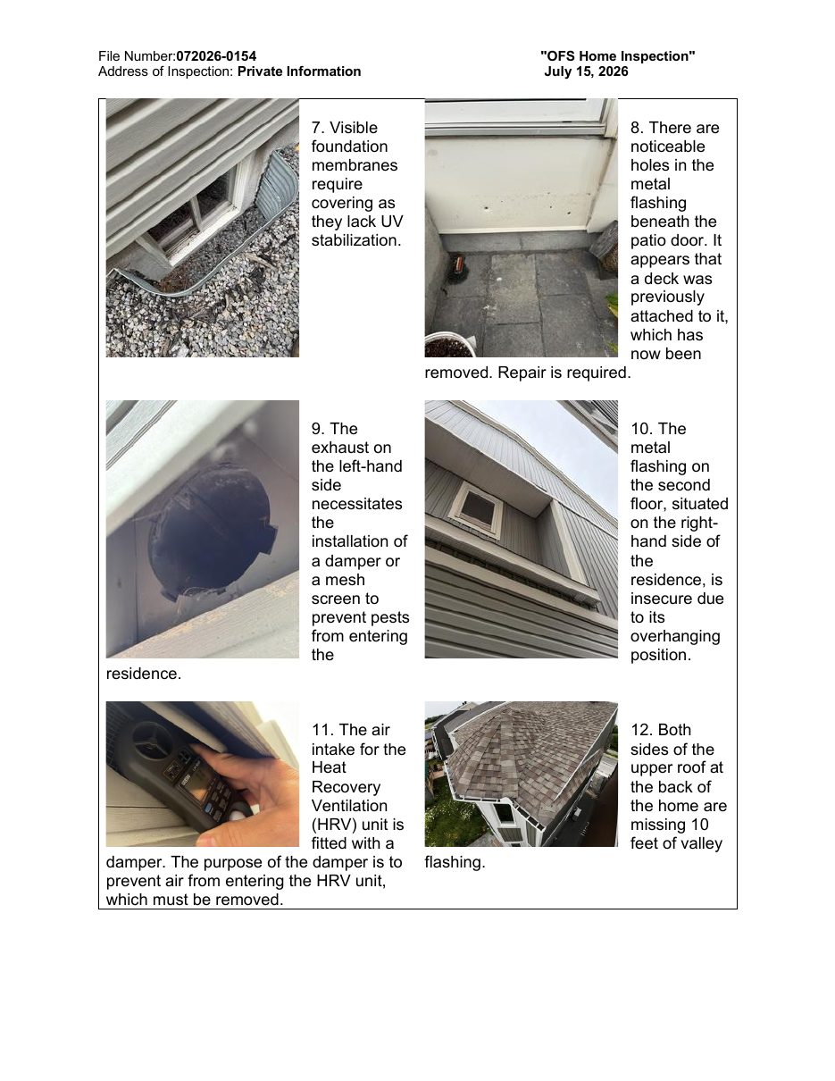 Tarion sample inspection report — page 3 of 7